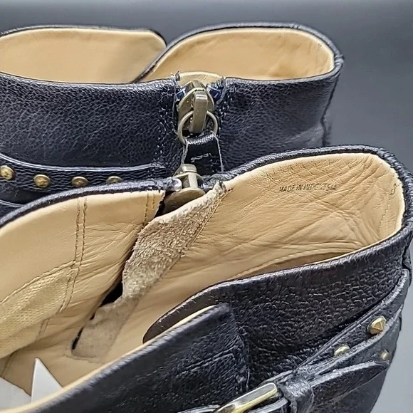 GEOX Respira Women's 8.5 Black Leather‎ Ankle Boots Studded Zipper - Picture 11 of 16